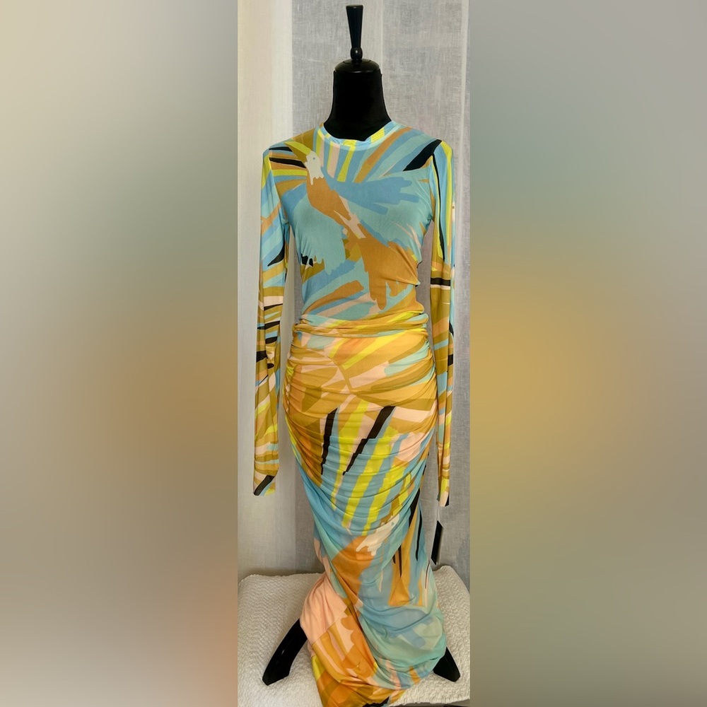 Multicolor Abstract Print Long Sleeve 2 piece outfit